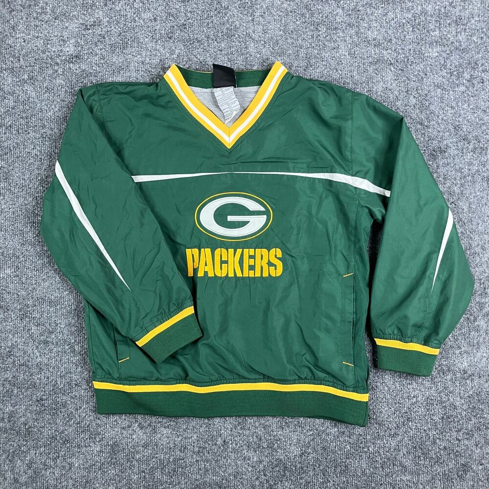 Reebok‎ Pullover Boys Size M Green Packers NFL Sweatshirt Long Sleeve Team Logo